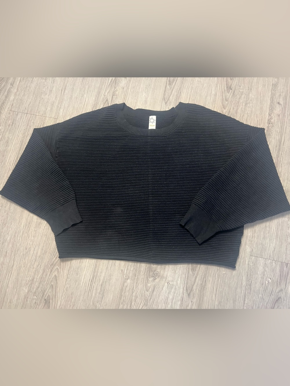 offline by aerie Black Ribbed Boxy Crewneck Sweater
